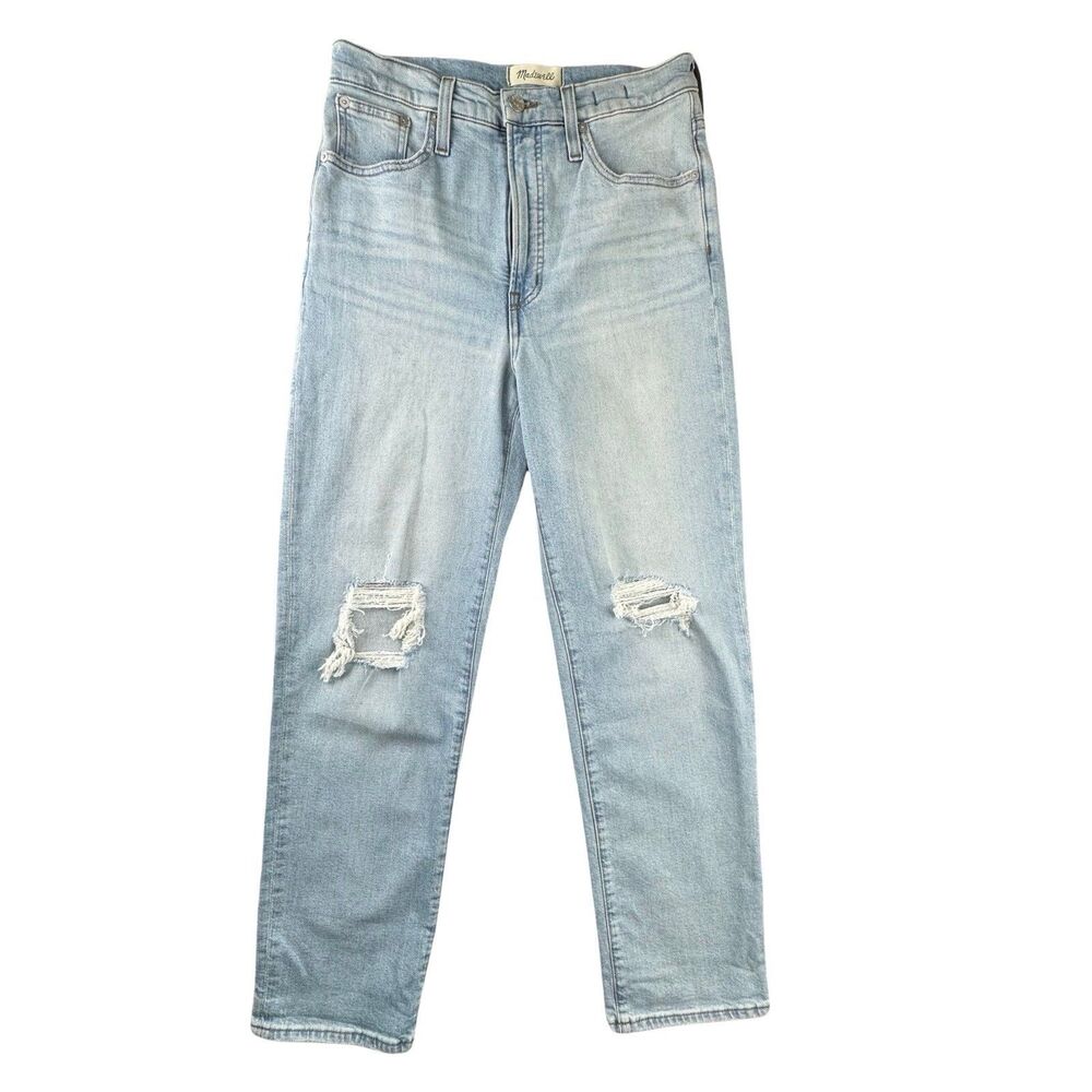 Madewell Jeans WMNS Sz 28 Light Wash Perfect Vintage Straight Distressed Hi Rise